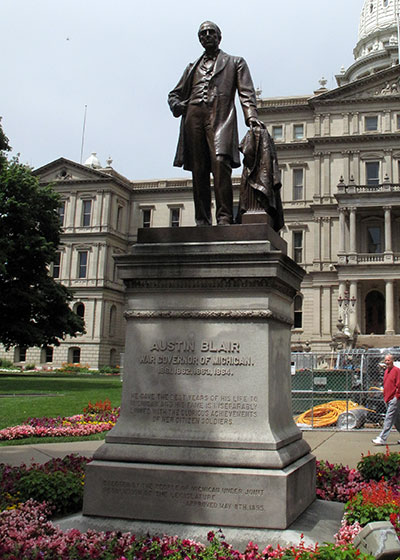 Governor Austin Blair statue, located in front of Michigan's Capitol. Photo ©2014 Look Around You Ventures, LLC.